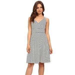 Calvin Klein Black And White Striped Knit Dress Sz 14 Career Sundress Casual